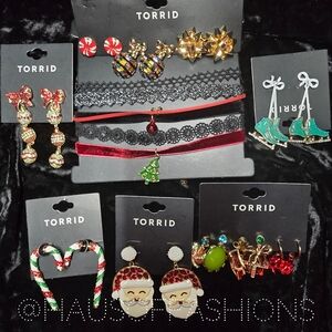 TORRID 7 PIECE Christmas Holiday Earings, Necklace Jewelry Lot! NWT!